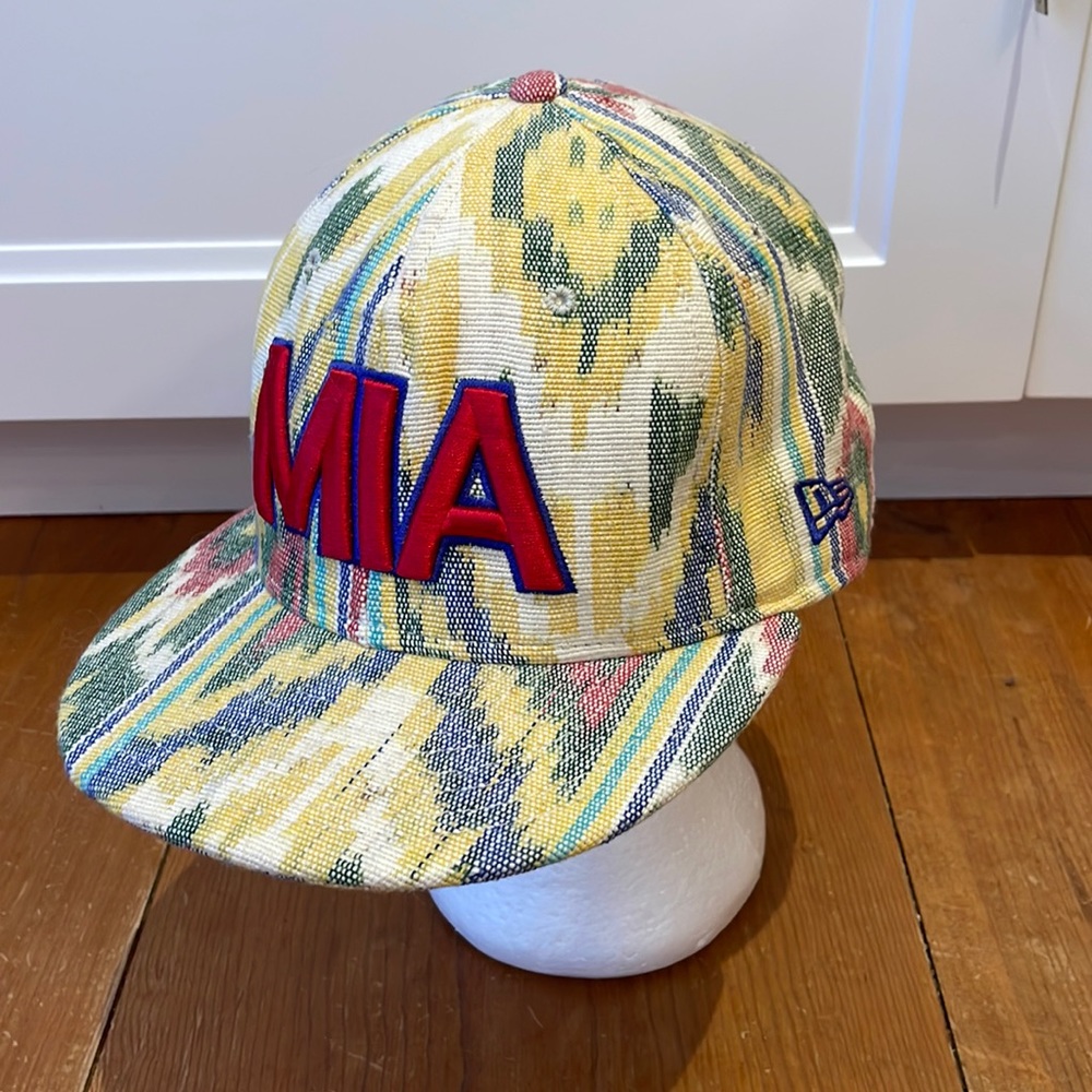 RARE!! Miami, Florida Cap, MIA,, Aztec, Navajo cotton print, fitted, 7 3/8